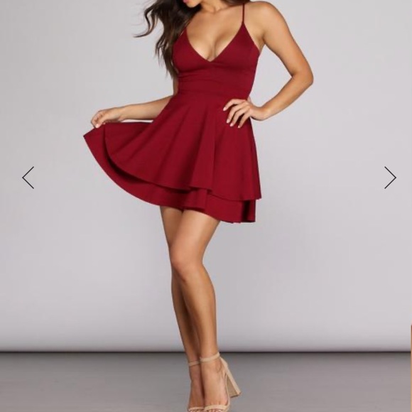 SOLD NWT Maroon Lace Back Flare Dress Small - Picture 4 of 15